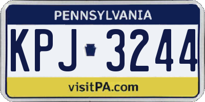 PA license plate KPJ3244