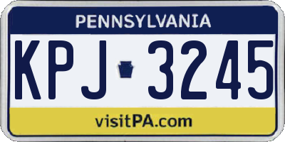 PA license plate KPJ3245