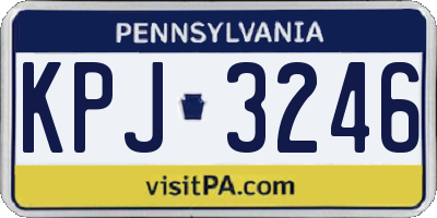 PA license plate KPJ3246