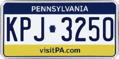 PA license plate KPJ3250
