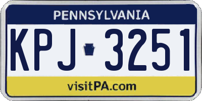 PA license plate KPJ3251