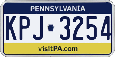PA license plate KPJ3254