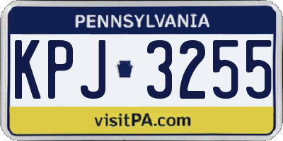 PA license plate KPJ3255