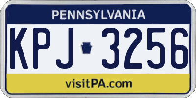 PA license plate KPJ3256