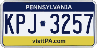 PA license plate KPJ3257