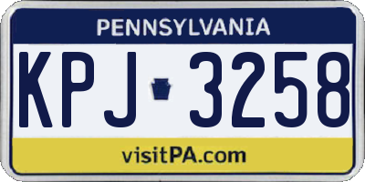 PA license plate KPJ3258
