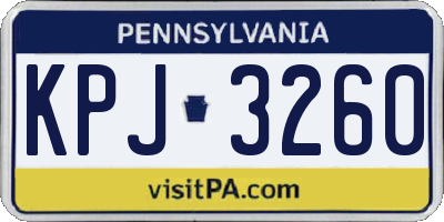 PA license plate KPJ3260