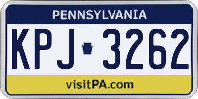 PA license plate KPJ3262