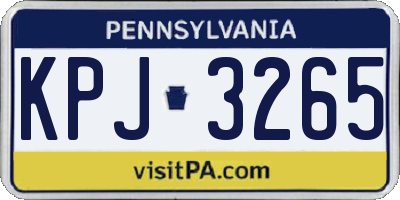 PA license plate KPJ3265