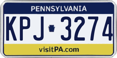 PA license plate KPJ3274