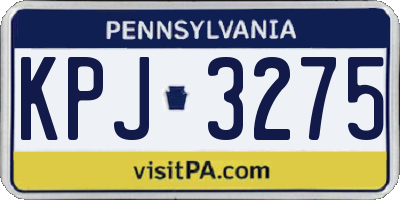 PA license plate KPJ3275