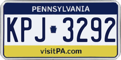PA license plate KPJ3292