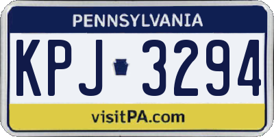 PA license plate KPJ3294