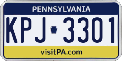 PA license plate KPJ3301