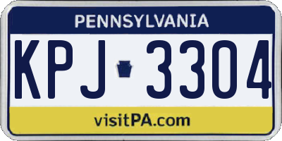 PA license plate KPJ3304