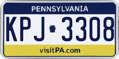 PA license plate KPJ3308