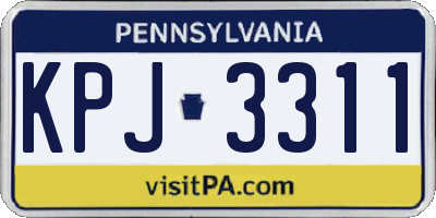 PA license plate KPJ3311