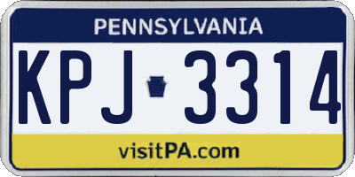 PA license plate KPJ3314
