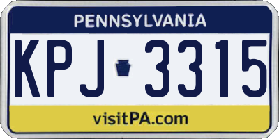 PA license plate KPJ3315