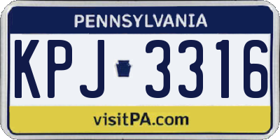 PA license plate KPJ3316