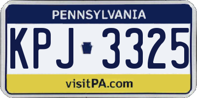 PA license plate KPJ3325