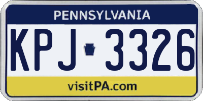 PA license plate KPJ3326