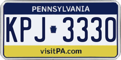 PA license plate KPJ3330
