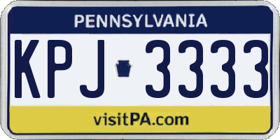 PA license plate KPJ3333