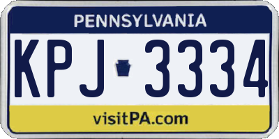 PA license plate KPJ3334