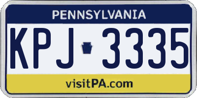 PA license plate KPJ3335