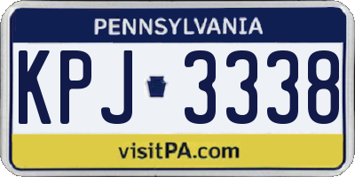 PA license plate KPJ3338