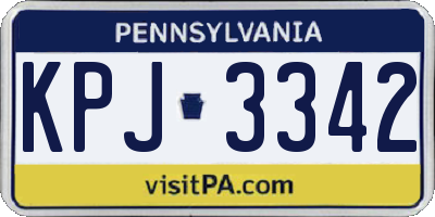 PA license plate KPJ3342