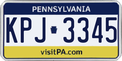PA license plate KPJ3345
