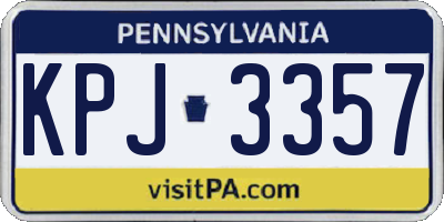 PA license plate KPJ3357