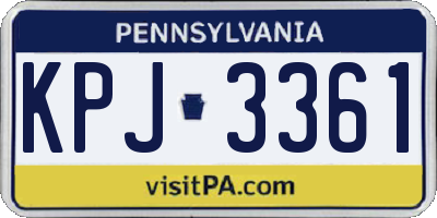 PA license plate KPJ3361