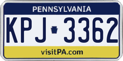 PA license plate KPJ3362