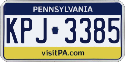 PA license plate KPJ3385