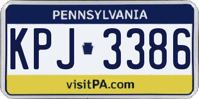 PA license plate KPJ3386