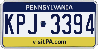 PA license plate KPJ3394