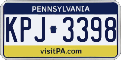 PA license plate KPJ3398