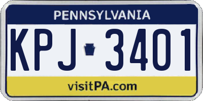 PA license plate KPJ3401