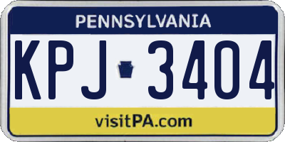 PA license plate KPJ3404