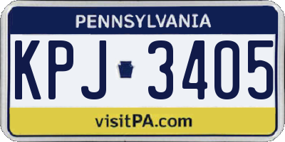 PA license plate KPJ3405