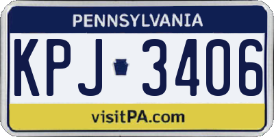 PA license plate KPJ3406