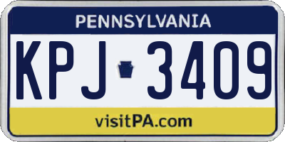 PA license plate KPJ3409
