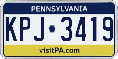 PA license plate KPJ3419