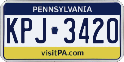 PA license plate KPJ3420