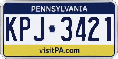 PA license plate KPJ3421