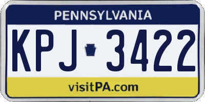 PA license plate KPJ3422