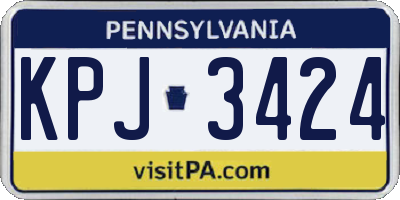 PA license plate KPJ3424